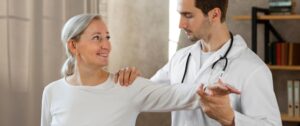 a doctor checking a senior patient